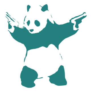 Guns Out Panda Decal (Turquoise)